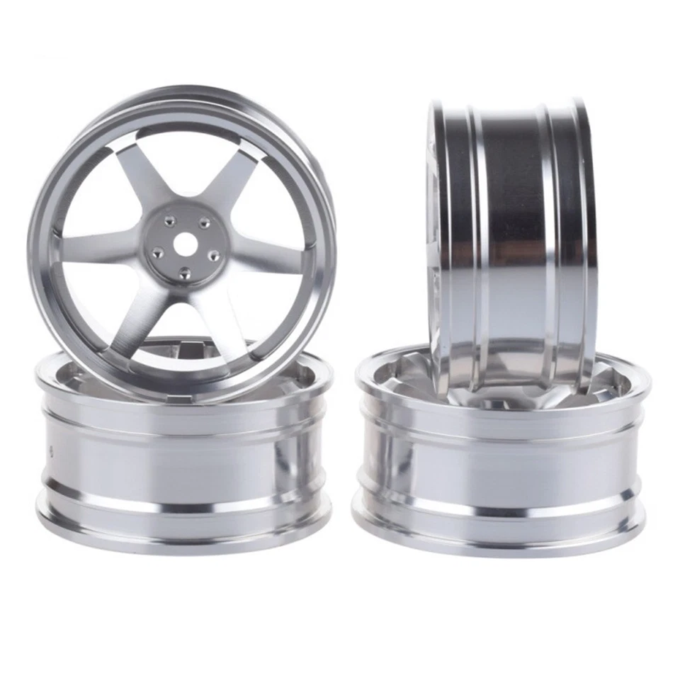 4Pcs Silver Aluminum Alloy Wheel Rims Hub For 1/10 RC Car Crawler Replacement eq - Image 3 of 4