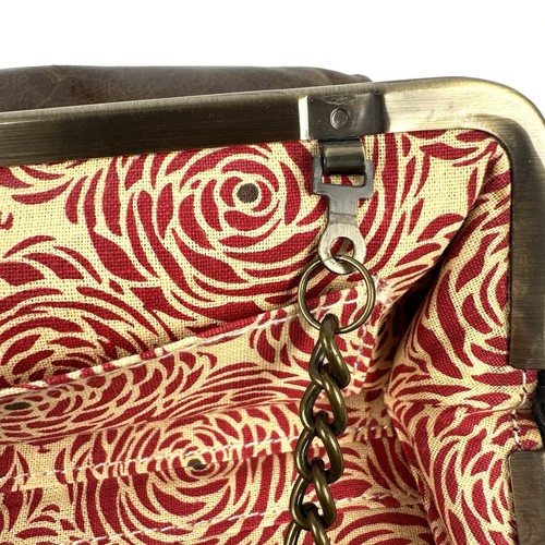 Bolso Bandolera Hobo The Original Leanne Cartera Cuero Marrón Bolso de Mano Kisslock - Imagen 6 de 11