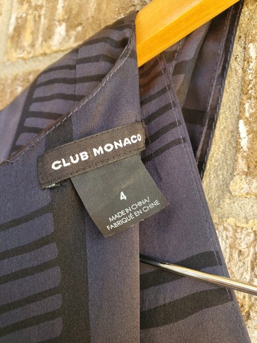 CLUB MONACO 100 % Seide V-Ausschnitt schwarz grau Strampler mit Schärpe/Gürtel Größe 4 - Bild 7 von 7