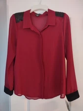 Signature Studio Women's Blouse, Burgundy, Size M, NWT