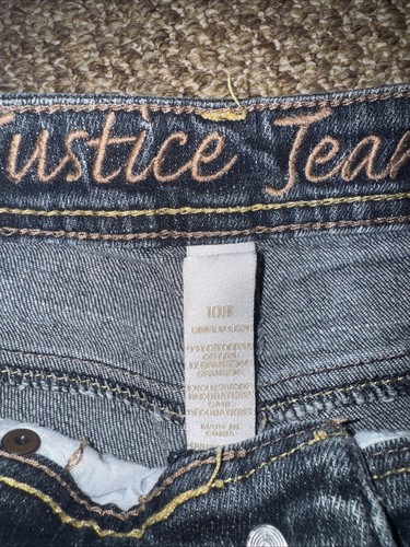 Girls Dark Wash Justice Denim Stretch Shorts Size 10 R - Picture 2 of 4