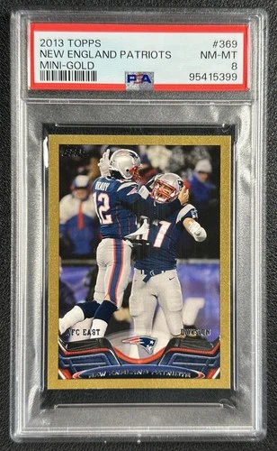 TOM BRADY GRONKOWSKI NEW ENGLAND PATRIOTS PSA 8 2013 TOPPS MINI #369 GOLD 23/58