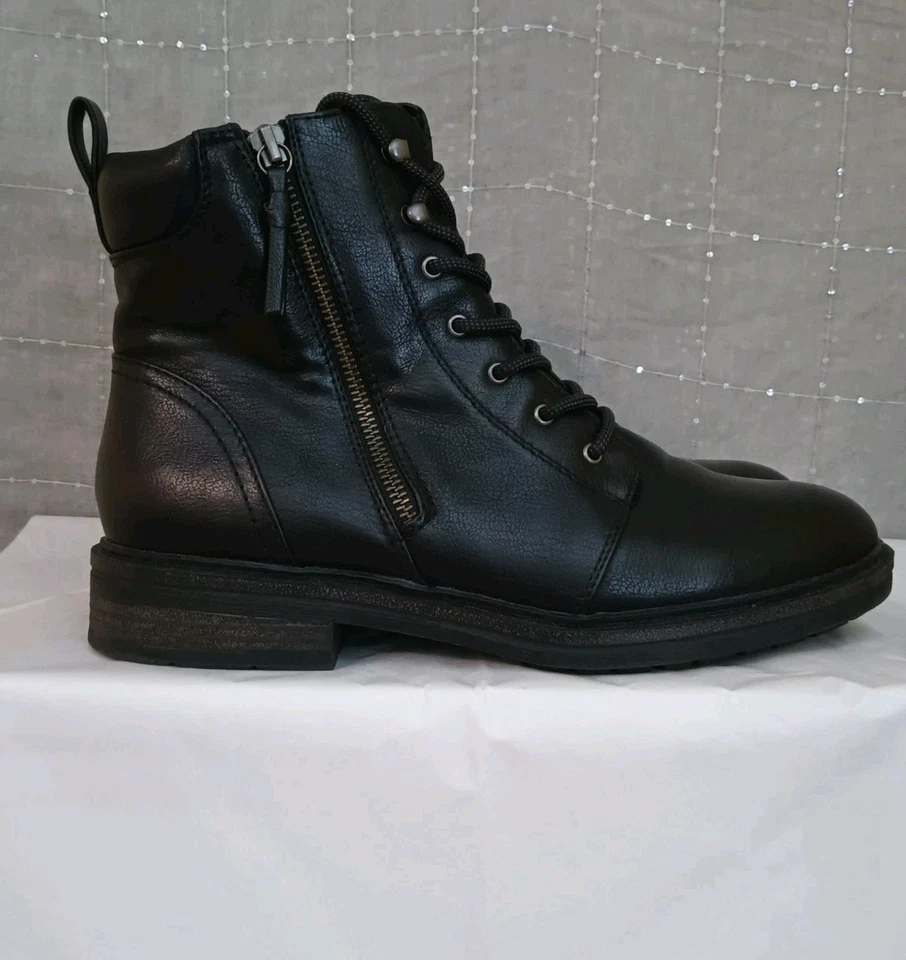 Baretraps Size 10M Black Amysue Combat Zip & Lace Boots Very Nice  - Image 3 of 4