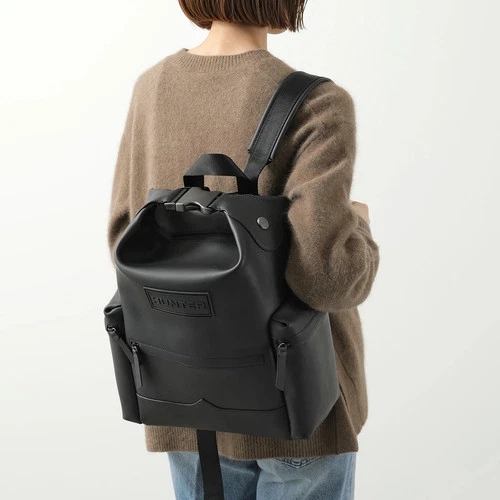 HUNTER Original Medium Top Clip Backpack  Women's Rubber Leather 11L Bag Black - Picture 1 of 12