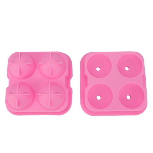 Black Round Silicon Ice Cube Ball Maker Tray 4 Large Sphere Molds Bar w/ Funnel - Picture 5 of 13