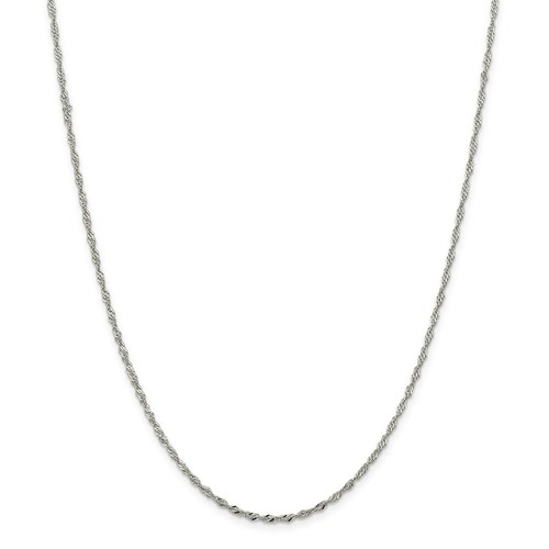 Sterling Silber massiv 2 mm poliert Singapur Kette mit Karabinerverschluss 16" - 24" - Bild 9 von 9