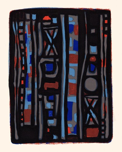 1958 Original  ALFRED MANNESIER Lithograph Red & Blue Design FRAMED Limited COA - Picture 2 of 4