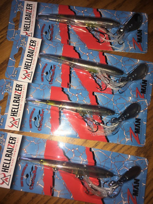 Z-MAN HELLRAIZER---lot of 4 GHOST SHAD COLORED FISHING LURES