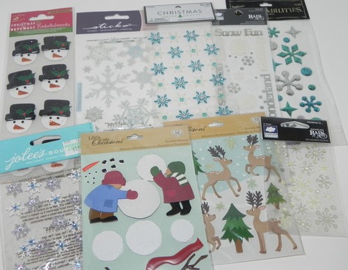 LOT WINTER BUILD A SNOWMAN SNOWFLAKES DEER STICKERS JOLEES KCOMPANY - Picture 1 of 5