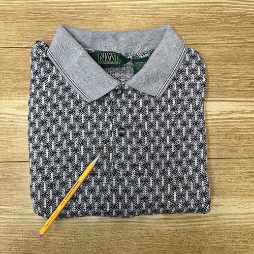 Mens Sweater Polo Large Gray Knitted Short Sleeve Casual Northwest Territory - Picture 4 of 11