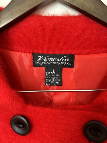 Woman’s High Quality Venesha Angora Button-Up Blazer Jacket, Red, Size Large - Picture 2 of 5