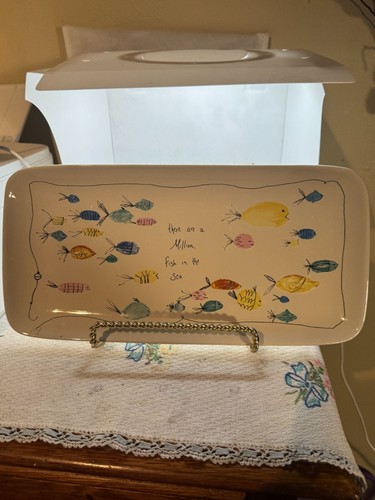 There Are A Million Fish In The Sea Rectangular Ceramic Tray By Creative Co-Op - Picture 1 of 6