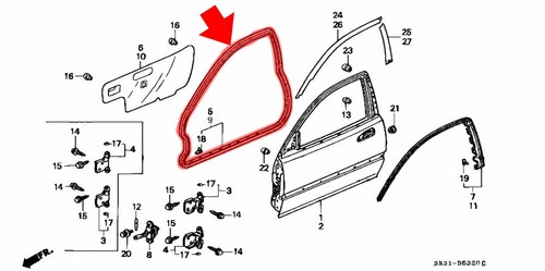 92-95 for Honda Civic EG EH EJ 3D Hatchback Coupe door weatherstrip rubber seal - Picture 2 of 4