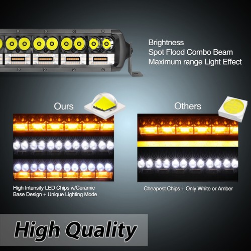 Amber&White 40/42'' LED Work Light Bar Roof Mount SUV Spot Flood Combo Driving - Picture 4 of 14