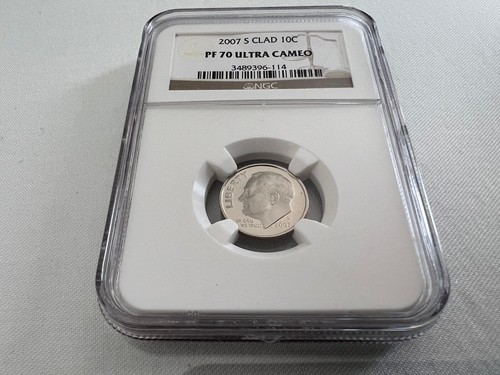 2007-S CLAD ROOSEVELT DIME NGC PF70 U.C. ETICHETTA MARRONE "TOP POP" - Foto 2 di 4