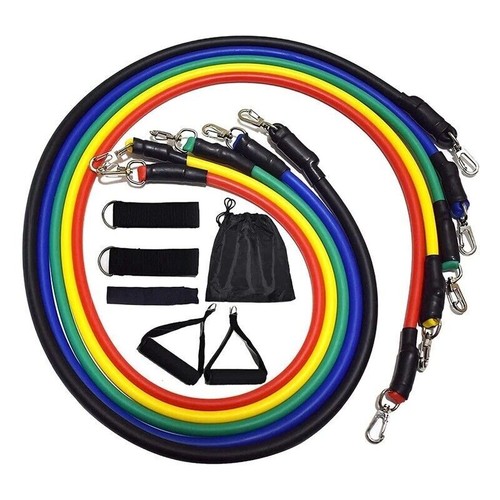 11 PCS Resistance Band Set Yoga Pilates Abs Exercise Fitness Tube Workout Bands - Picture 9 of 11