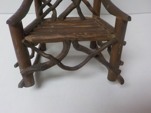 Vintage Hand Crafted 9.25" Doll's Country / Primitive TWIG Rocking Chair (#4) - Picture 4 of 9