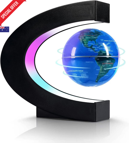 Magnetic Levitation Floating Globe – C Shape w/ LED Lights, 3.3" Desk Decor - Picture 8 of 12