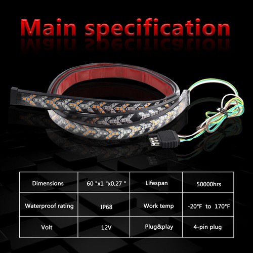 Arrow 60 inch LED Truck Tailgate Running Turn Signal Brake Tail Light Bar Strip - Picture 5 of 9
