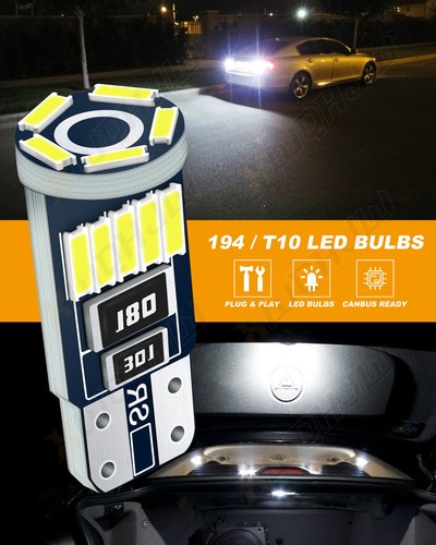5x White T10 168 194 5050 LED Bulbs Car Interior Dome Map License Lights 6000K - Picture 5 of 10