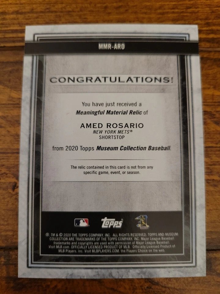 2020 Topps Museum Collection Amed Rosario Relic /50 - Image 2 of 2
