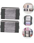 84L Clothes Storage Bag Quilt Blanket Storage Sort Home Organizer Gray