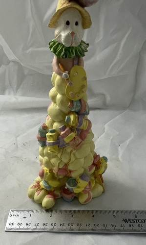 Conejo de Pascua pollitos conejo pintura huevos en torre huevo figura pastel estatuilla - Imagen 13 de 15