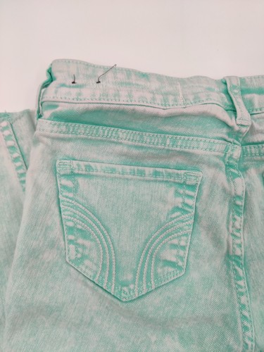 Hollister Womens Skinny Jeans Ultra Low Waist Cyan Acid Wash Size 00R (W25 L23) - Picture 3 of 12