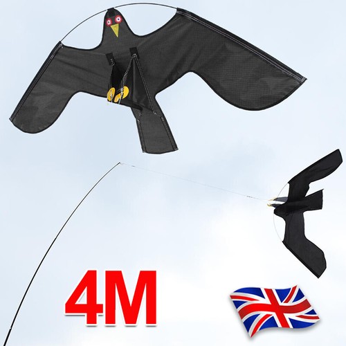 Garden Bird Repeller Scarer Flying Hawk Kites Extending 4M Telescopic Pole