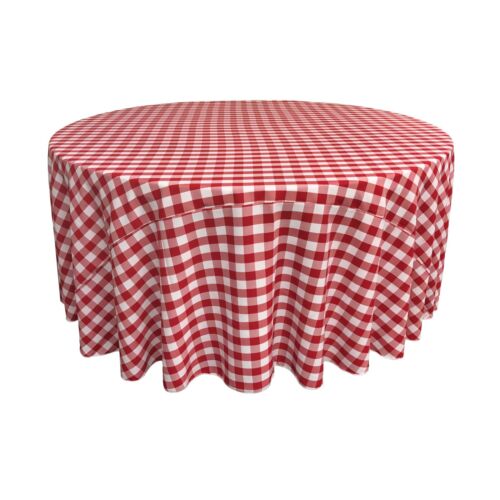 LA Leinen Polyester Gingham kariert 120 Zoll runde Tischdecke. Made in USA - Bild 8 von 10