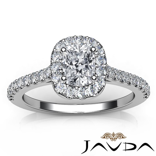 Cushion Cut Halo French Pave Set Diamond Engagement Ring GIA Color E VVS2 1.06Ct - Foto 4 di 12