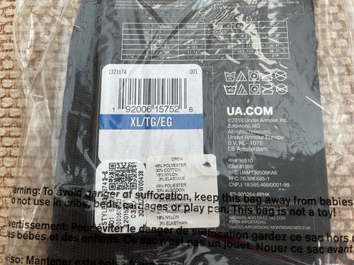 Under Armour Mens UA Performance Black Crew Mid Calf Cushioned Socks Brand New - Picture 12 of 17