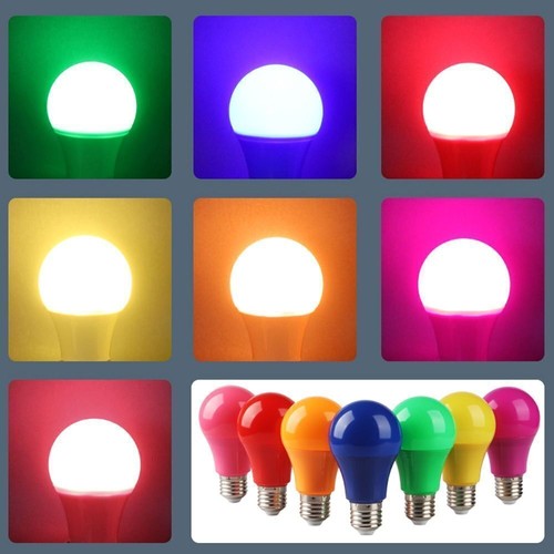 10X Bombilla LED E27 Color Rojo Amarillo Verde Azul Naranja A60 Regalo Navidad DIY - Imagen 2 de 18