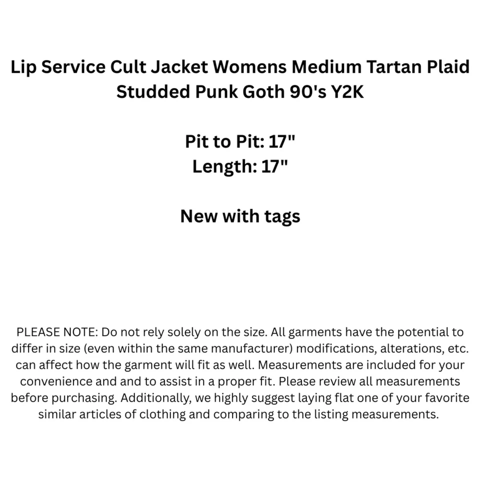Jaqueta Lip Service Cult Feminina Média Xadrez Tartan cravejada punk gótica anos 90 Y2K - Imagem 2 de 4