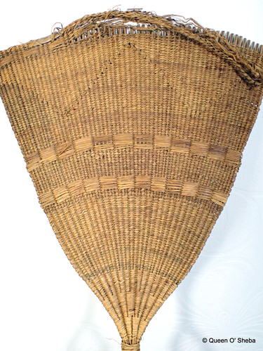 Kuba Woven Fibre Fan DR Congo Africa Tribal Vintage Basket weave Art - Picture 4 of 10