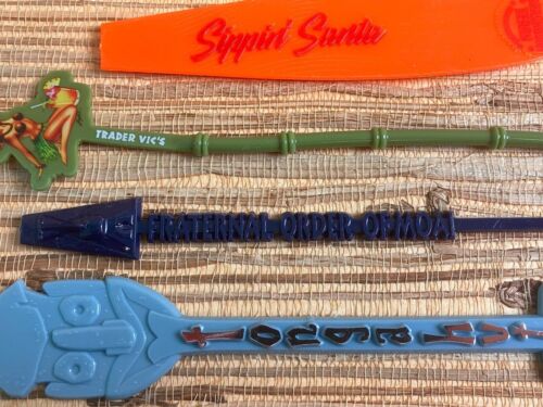 8 TIKI Bar Swizzle Stick Tonga Hut High Roller Hidden Harbor Tabú Hades' Trader - Imagen 3 de 8