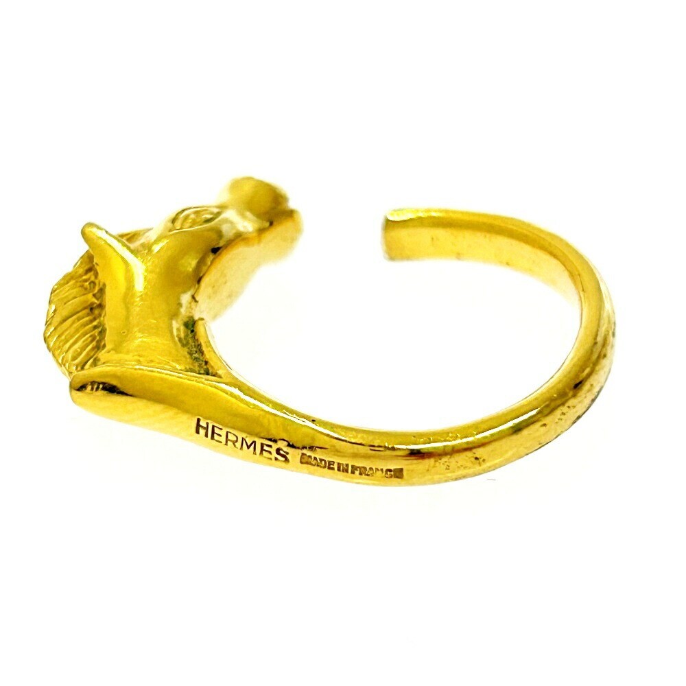 HERMES Gold Cheval Horse Ring vintage