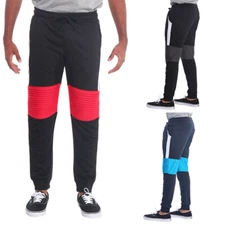 Men's Biker Color Blocked Jogger Sweatpants Sports Gym Training Workout    JG735