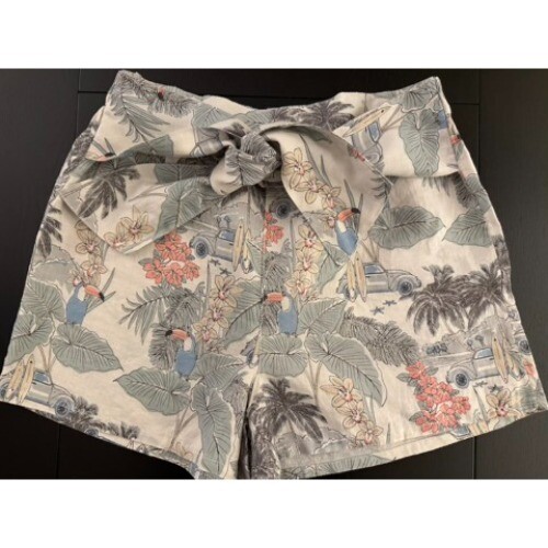 Bolsa de papel corta C&C California 100 % lino para mujer L costa Cali playa calce relajado - Imagen 1 de 14