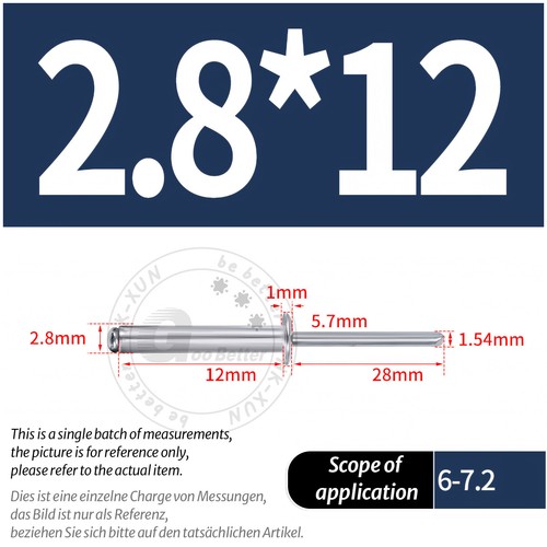 POP RIVETS ALUMINIUM BODY STEEL MANDREL OPEN END DOME HEAD 2mm 2.4mm 4mm - 6.4mm - Picture 42 of 174