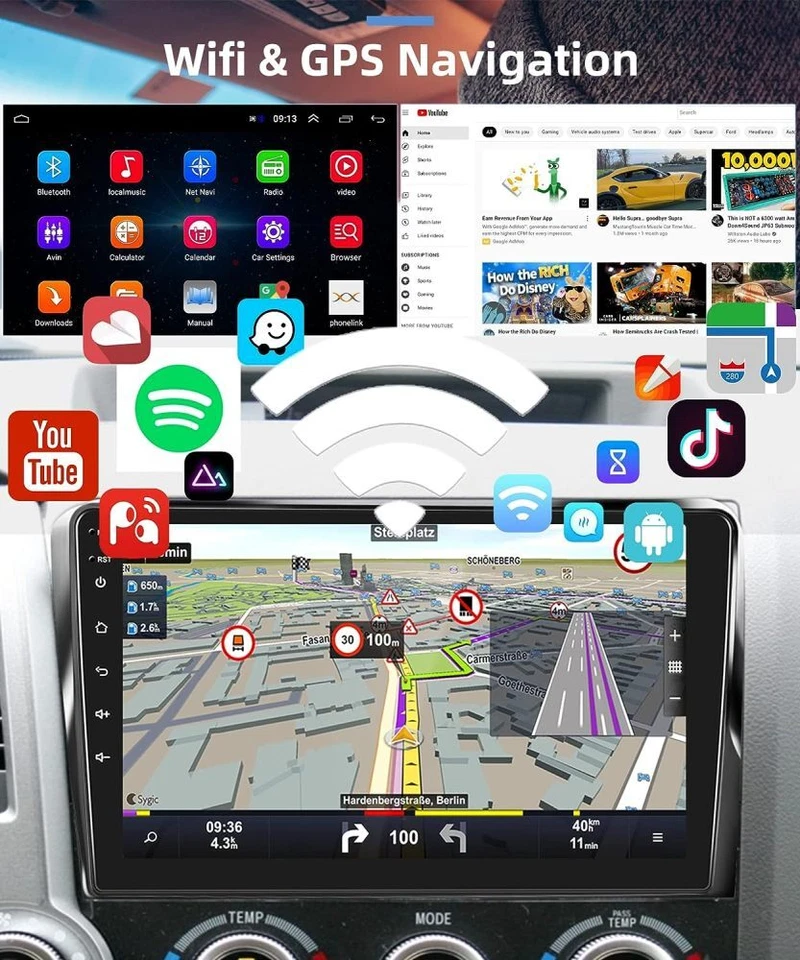 Radio de coche Android para Toyota Tundra 2007-2013 Sequoia 2008-2019 reproductor GPS + cámara Foto 3 de 4