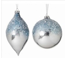 New Glass Metallic Ice/Sequin Ornaments: Set of 3