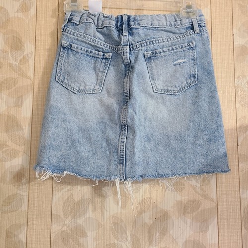 Old Navy Denim Jean Skirt Girls Size 10/12 Large Distressed Fringe Buttton Fly - Picture 7 of 12