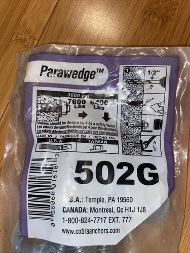 Anchor Parawedge 1/2 X 4-1/4 2 packs 6 total anchors NEW - Picture 2 of 3