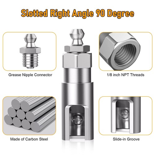 1 Set Right-Angle 90-Degree Push-on Grease Coupler With 1/8 Inch NPT Threads - Picture 8 of 12