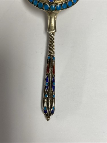 Antike russische Silber vergoldete und polychrome Cloisonne Emaille Dose/Löffel - Bild 6 von 15