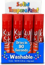 The Pencil Grip Red Kwik Stix, 12 Red Solid Tempera Paint Sticks, Quick Drying