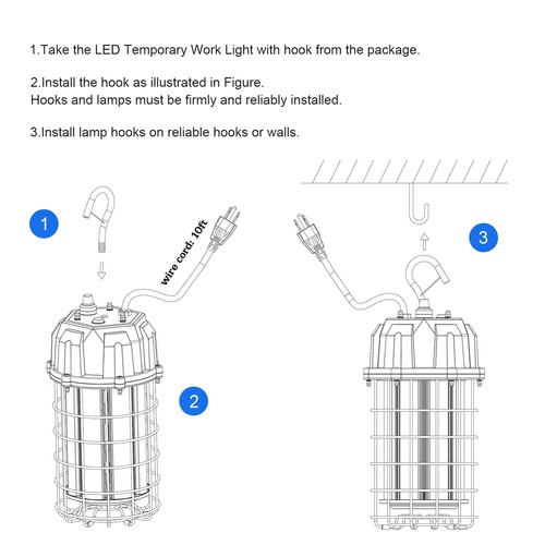 ETL Listed 80W LED Temporary Work Light 11600LM 5000K LED Construction Lighting - Picture 12 of 14