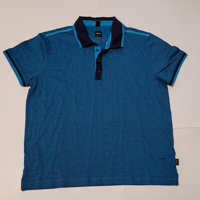 BOSS Hugo Boss Short Sleeve Polo Shirt Blue Boys Youth  Slim Fit Size XL