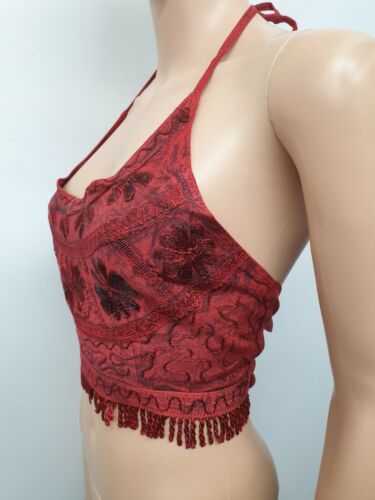 Halter Neck Bikini Top Bralette Back Tie Summer Beach Embroidered 6 8 10 12 14 - Picture 19 of 87